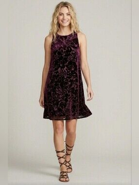 Aritzia Wilfred Trompette Silk-blend Jacquard Keyhole Velvet Dress / Sz S/Purple